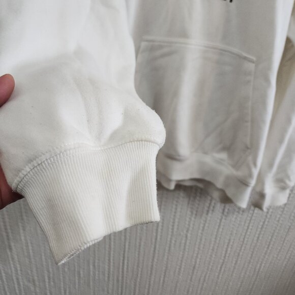 H&M Smiley Face Hoodie White Collab Graphic Pullover Sweatshirt Hoodie Men’s XL - Picture 8 of 14